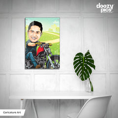 Bike Rider Caricature Art