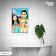 Aladdin And Jasmine Couple Caricature Art