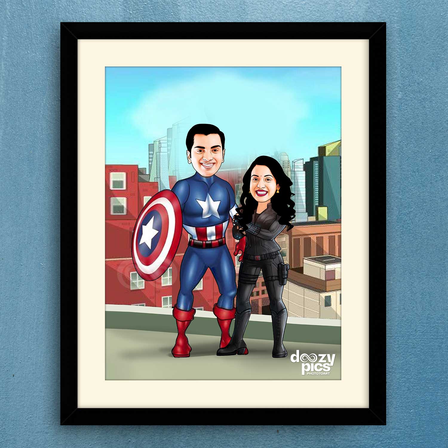 Captain America Couple Caricature Art