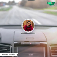 Acrylic Personalized Circle Sahpe Car Dashboard Photo Stand (Front & Back)