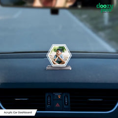Acrylic Personalized Hexagon Car Dashboard Photo Stand (Front & Back)