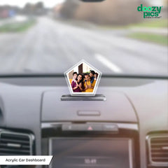 Acrylic Personalized Pentagon Shape Car Dashboard Photo Stand (Front & Back)