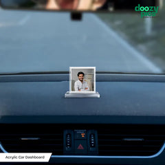 Acrylic Personalized Square Shape Car Dashboard Photo Stand (Front & Back)