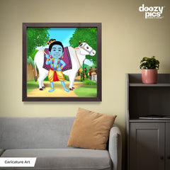 Krishna as a Kid Caricature Art