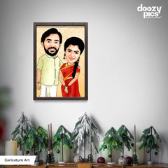 Traditional Couple Caricature Art