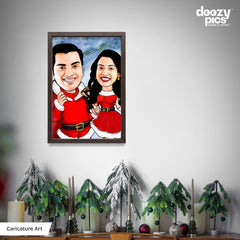 Santa Couple Caricature Art