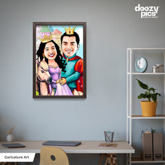 Prince And Princess Couple Caricature Art