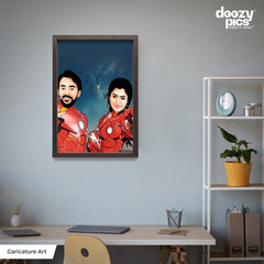 Iron Man Couple Caricature Art