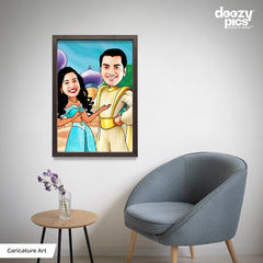 Aladdin And Jasmine Couple Caricature Art