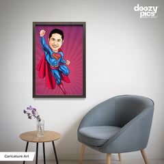 Flying Superman Caricature Art