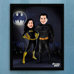 Dark Knight Batman Couple Caricature
