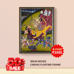 Mahishasura-Mardini- Canvas Float Frame-18"X24"