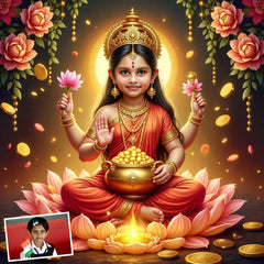 Personalized Imaginary Art : Baby Girl as Mahalakshmi Look