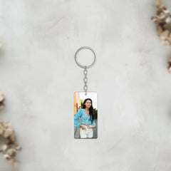 Acrylic Personalized Photo Potrait  center hook Keychain (Front & Back)