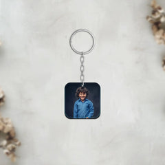 Acrylic Personalized Photo Square round corner Keychain (Front & Back)