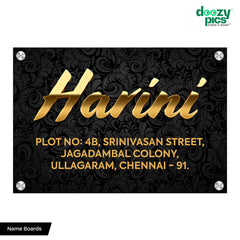 Gold Acrylic House Name Board – Custom Name & Address Plate