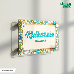 Designer Floral Acrylic Residence Sign Board