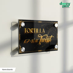 Black Luxury Gold Text House Name Board