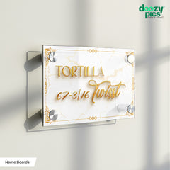Royal Gold Marble Acrylic Residence Name Board