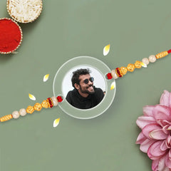 Personalized Circle-Shaped Acrylic Rakhi & Custom Sipper Bottle Combo Gift for Brother