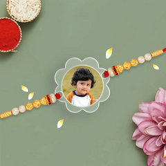 Personalized Acrylic Floral Rakhi & Floral Hook Stand Combo for Brother