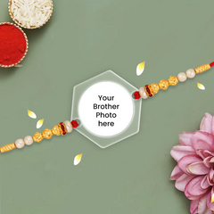 Acrylic Photo Rakhi with Photo – Hexagon Shape - Personalized Gift for Brother