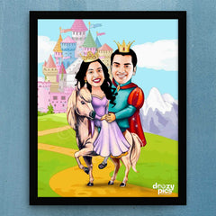 Prince And Princess Couple Caricature Art