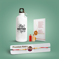 Personalized Square-Shaped Acrylic Rakhi & Custom Sipper Bottle Combo Gift for Brother