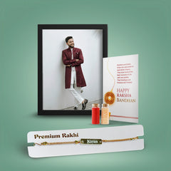 Customized Metal Rakhi with Name & Photo Frame