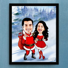 Santa Couple Caricature Art