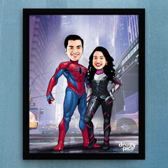Spiderman Couple Caricature Art