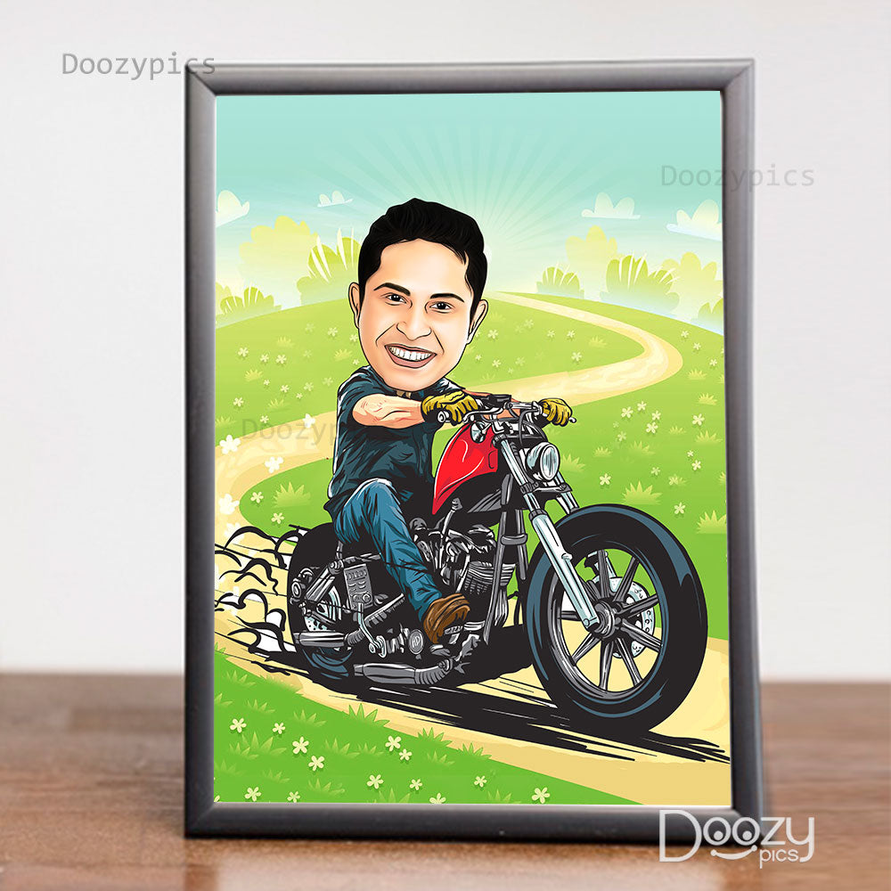 Bike Rider Caricature Art