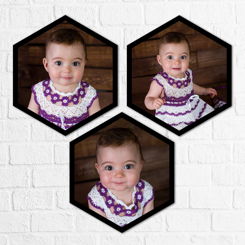 Personalized Hexagon Triple Vertical Frames
