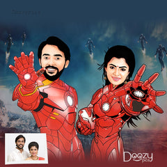 Iron Man Couple Caricature Art