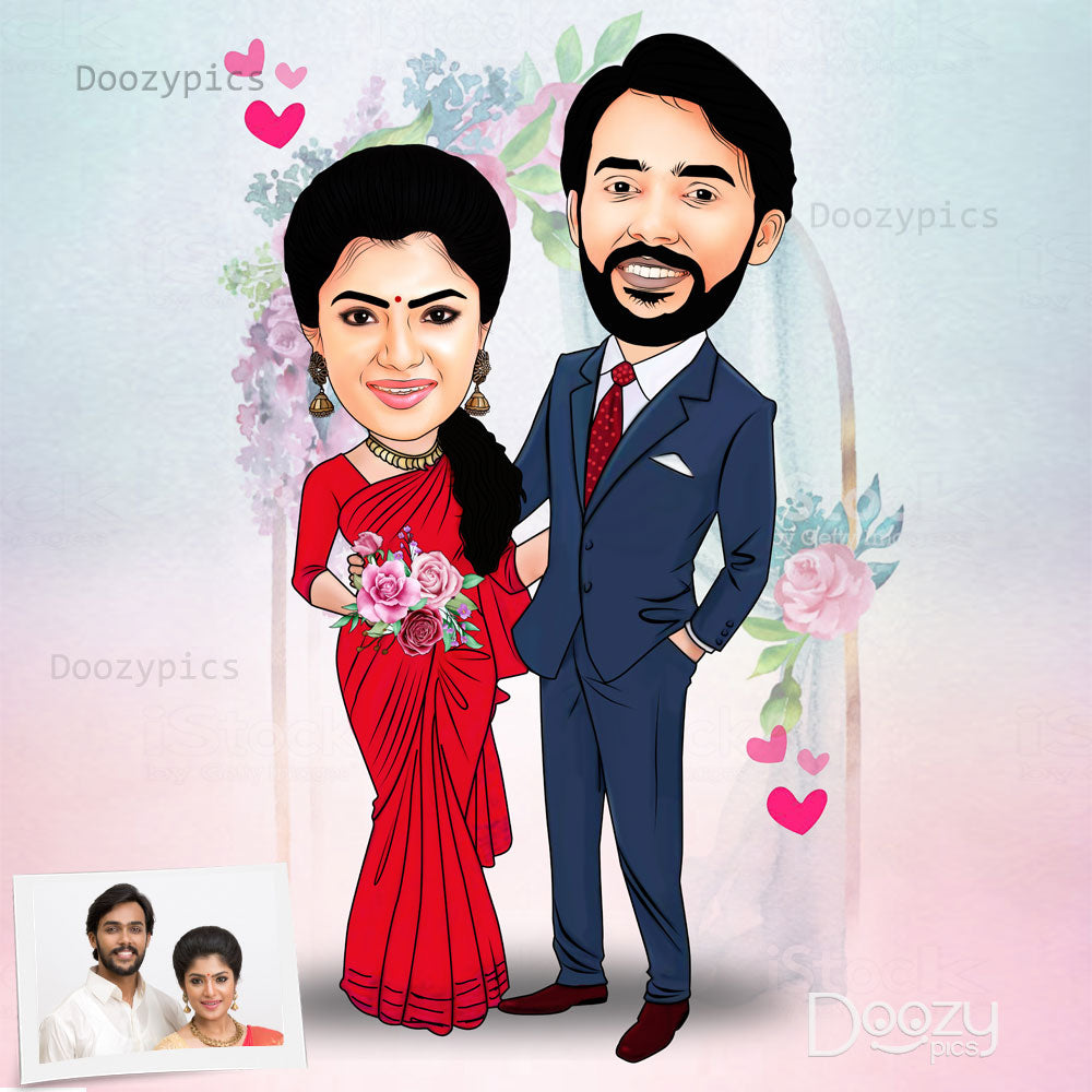 Newly Married Couple Caricature 