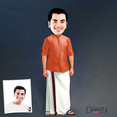 South Indian Men Traditional Caricature